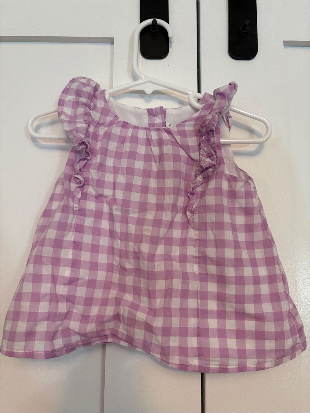 Janie and Jack Lavender & White Gingham Ruffle Tank